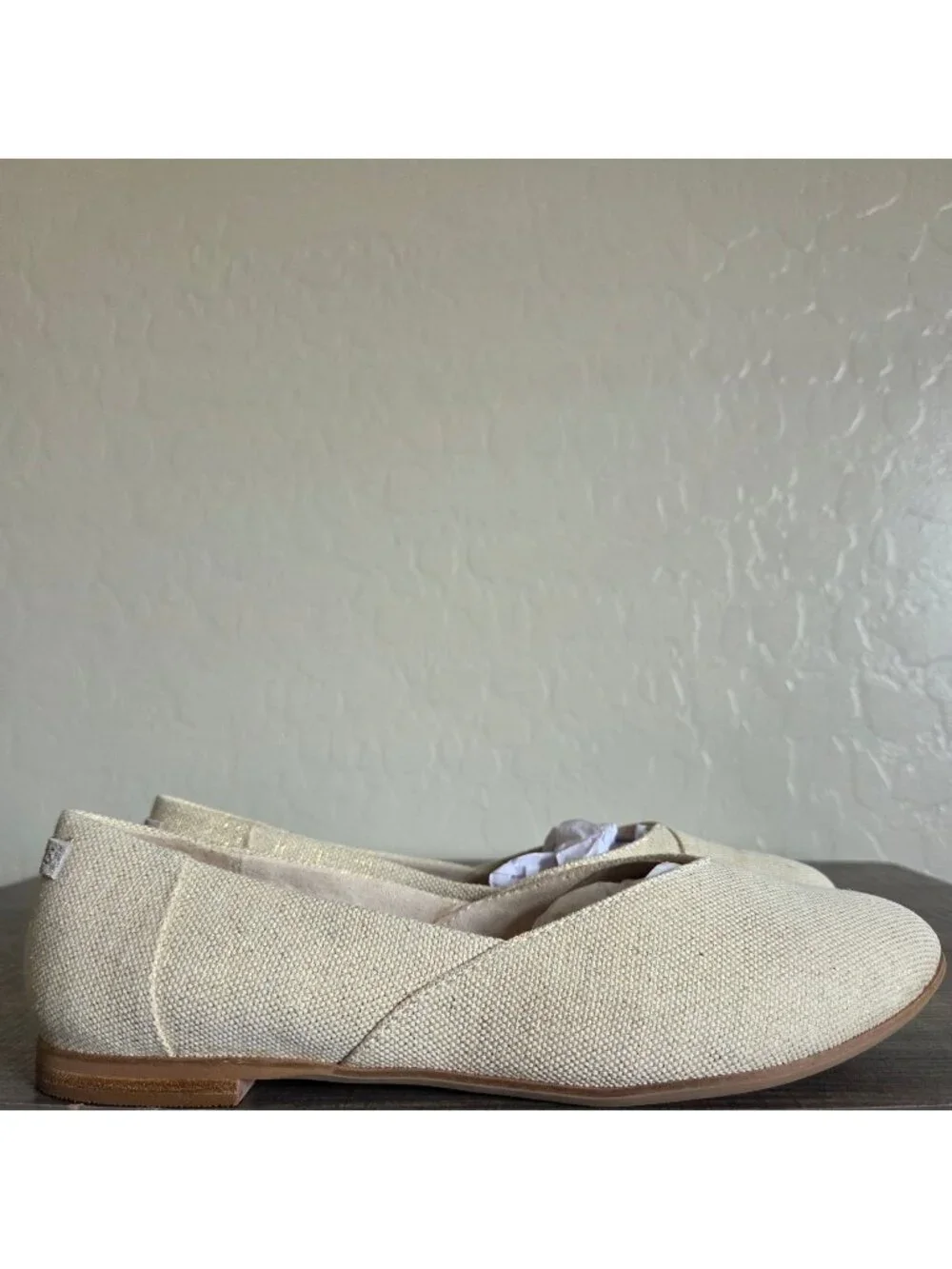 Toms Jutti Neat Slip-On Ballet Flat Dark Natural Metallic Linen Size Women's 9.5